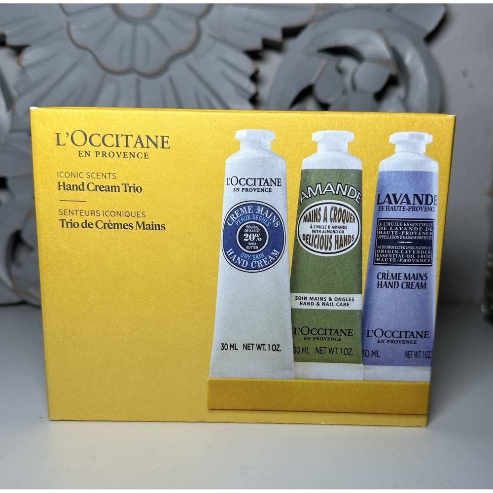 L Occitane Iconic Nourishing Hand Cream Trio 1oz Set Shea Butter Almond Lavender